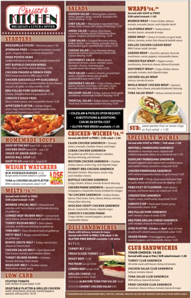 Christos Kitchen Menu 1